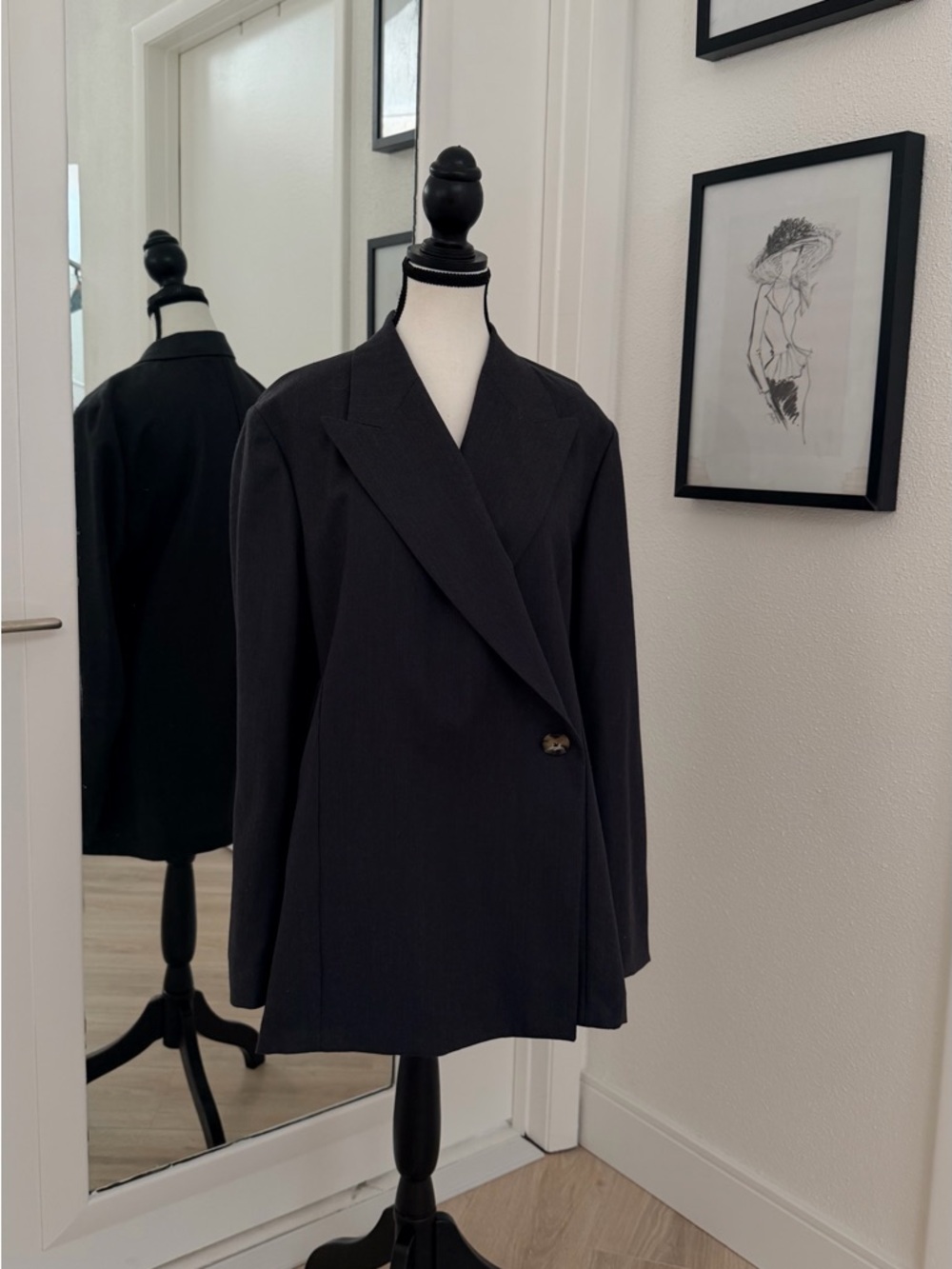 Modern asphalt melange Single-Button Blazer